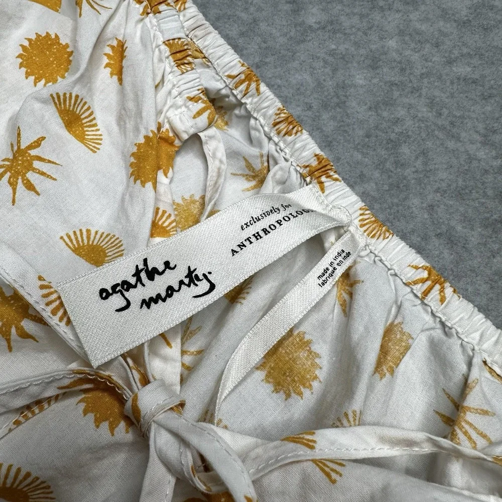 Anthropologie Women Size XL Agathe Marty Puff‎ Sleeve Blouse Sun Stars Print
